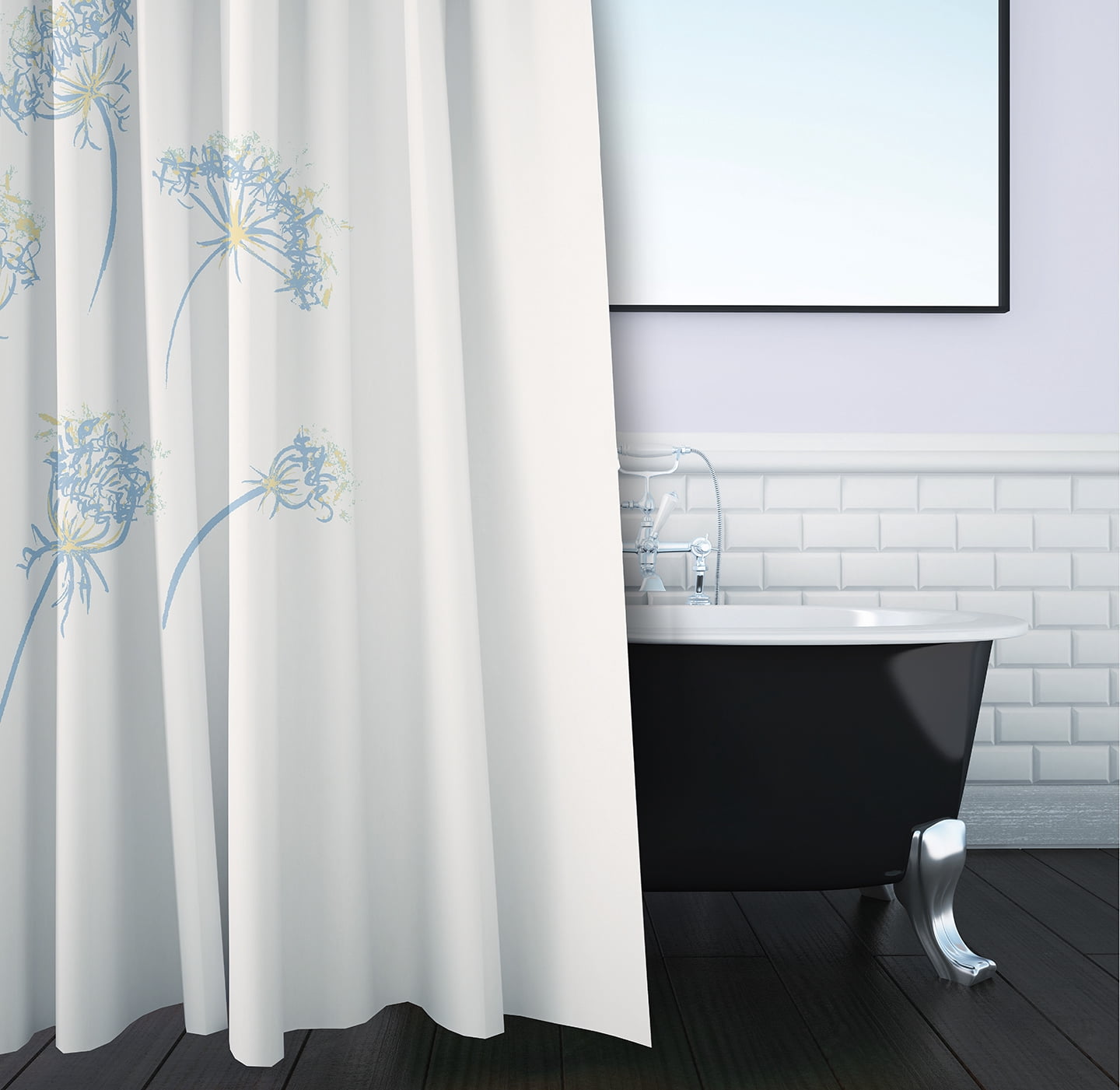 Simply Daisy 70" W x 73" L Just Dandy Polyester Shower Curtain, Light Blue [1 Ct]