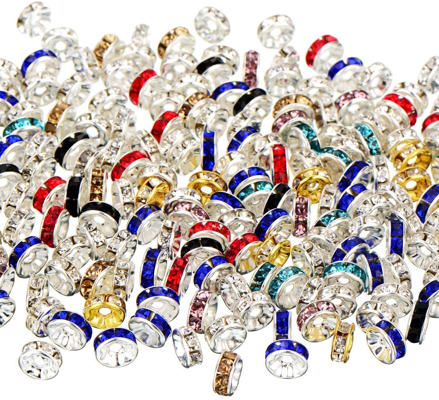 200 Pieces 8mm Rondelle Beads Crystal Spacer Beads Loose Beads for Jewelry Bracelets Making (Multi-Color)