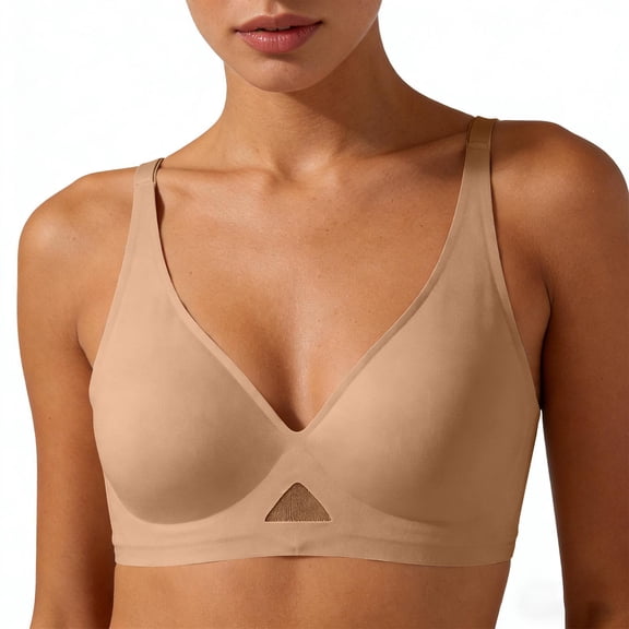 Kukoosong Sports Bras for Women Fashion Women's' Seamless Soft Support Underwear with Deep V Gathering No Steel Ring Thin Beautiful Back Adjustable Bra Full Cup, Sizes XL