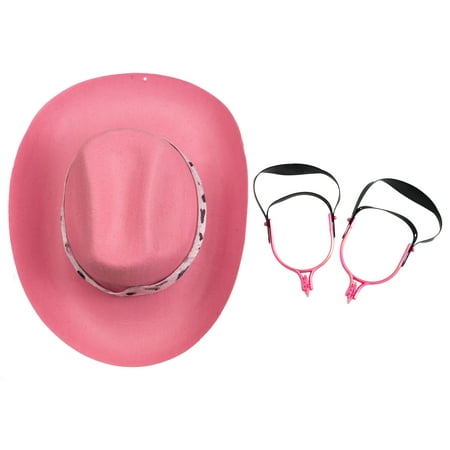Cowgirl Set - Cowgirl Hat and Spurs 3pc Costume Accessory Set, Pink black, One-Size