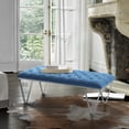 thumbnail image 2 of Armen Living Serene Tufted Fabric & Metal Bench in Blue/Brushed Silver, 2 of 3