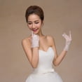 thumbnail image 2 of FELTECHELECTR 1 par de delicados guantes de boda, elegantes guantes de encaje, guantes para vestido de novia, accesorios de boda para mujeres (blanco), 2 of 6