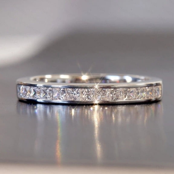 2Ct Princess Cut Lab-Created Diamond Eternity Wedding Band 14K White Gold Plated