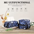 thumbnail image 7 of Blue Floral Pattern on Dark Tissue Box Cover Leather Square Rectangle Tissue Box Holder for Bathroom Living Room Desk Office Decor, 7 of 7