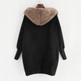 thumbnail image 4 of Women Solid Color Coat Warm Winter Overcoat Fluffy Jacket Button Down Overcoat Windproof Outer Coat Long Sleeve Cardigan, 4 of 6