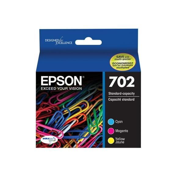 Epson 702 DURABrite Ultra Standard Capacity Cartridge Ink, Colour Combo Pack (T702520)