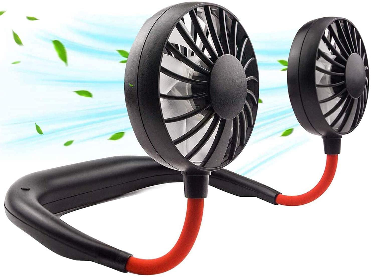 Portable USB Rechargeable Neckband Lazy Neck Hanging Style Dual Cooling Mini Fan 