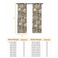 thumbnail image 6 of Brown Stone Wall Blackout Curtains for Bedroom, Vintage Country Rocks Brick Pattern Thermal Insulated Kitchen Drapes with Grommets, Light Blocking Window Treatment, 2 Panels 52" x 72", 6 of 7
