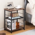 thumbnail image 3 of Topbuy 2PCS 3-Tier Industrial Side Table Nightstand with Removable Mesh Metal Shelf Adjustable Leveling Foot Pads End Table, 3 of 9