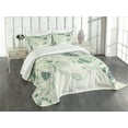 thumbnail image 3 of Ambesonne Paisley Quilted Bedspread Set 3 Pcs, Floral Vintage Patterns, King Size, Laurel Green, 3 of 5
