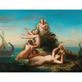 thumbnail image 2 of Spanish School 14x12 Black Ornate Wood Framed Double Matted Museum Art Print Titled: The Sirens Call for Odysseus (19th Century), 2 of 5