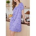 thumbnail image 4 of Ekouaer Women's House Dress with Pockets Moo Moo Nightgown V Neck Sleepwear Pleated Floral Print Mumu Dress, 4 of 7