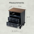 thumbnail image 6 of COZAYH Retro 2 Drawer Pine Nightstand with Open Shelf Plaid Pattern Front, Vintage End Table with 2 Storage Drawers for Bedroom, Living Room, Natural Wood, Black, 15.35’’W*20.08’’D*25.19’’H, 6 of 8