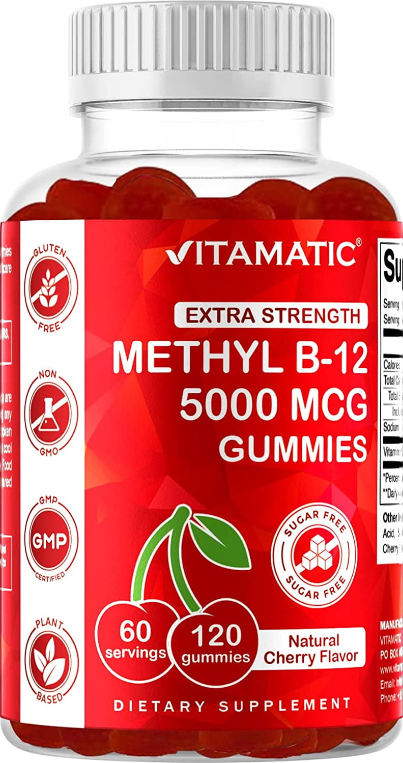 Vitamatic Extra Strength Vitamin B12 5000 mcg (Methyl B12) Gummies