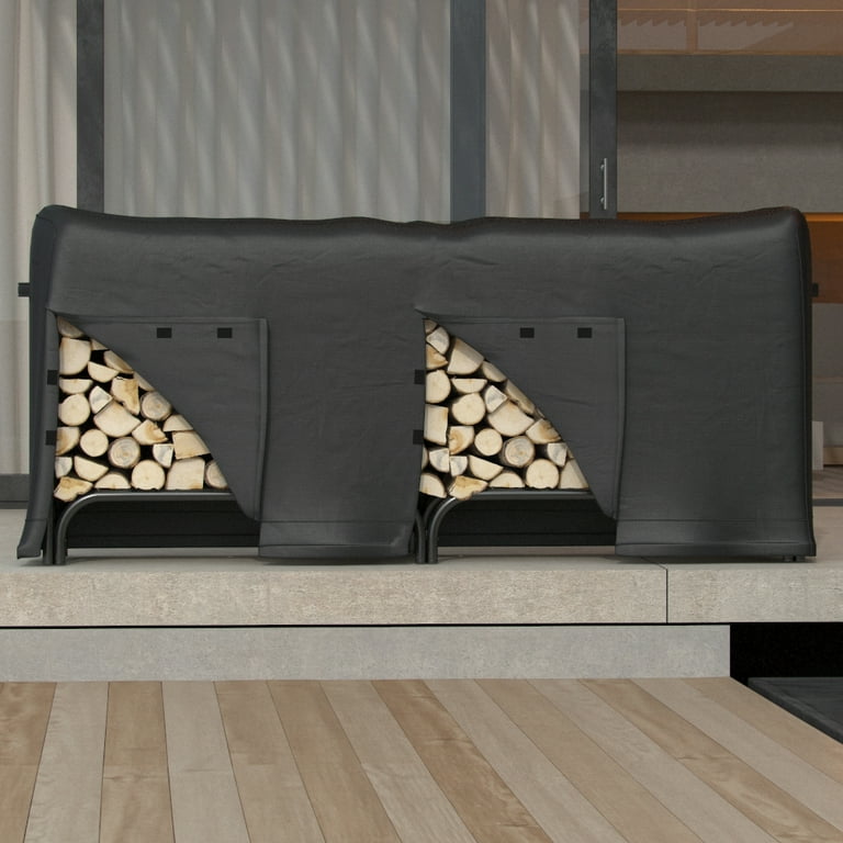 Regal Flame LRFP1005 8 ft. Black Water Resistant Firewood Log Rack Cover Regal Flame LRFP1005 8 ft. Black Water Resistant Firewood Log Rack Cover