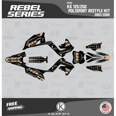 Kalair GFX Graphics Kit for Kawasaki KLX 125 Polisport Restyle (2003-2008) Rebel Series Kalair GFX Graphics Kit for Kawasaki KLX 125 Polisport Restyle (2003-2008) Rebel Series