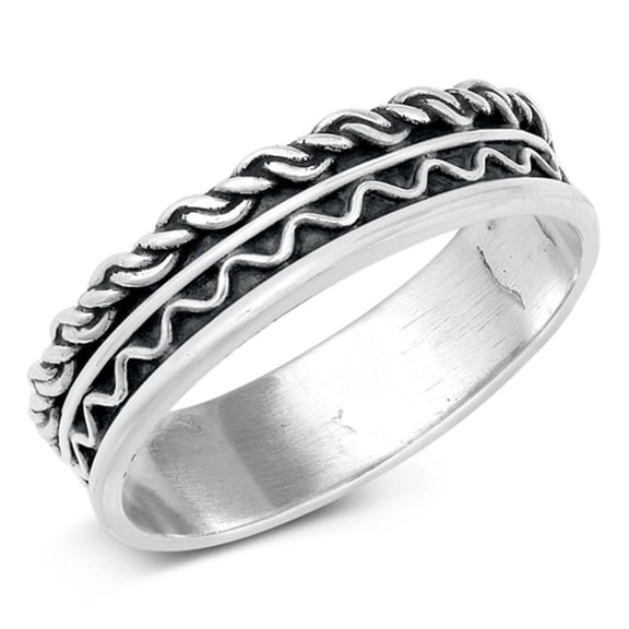 Boho Bali Rope Knot Bar Ring .925 Sterling Silver Band Jewelry Female Male Unisex Size 6