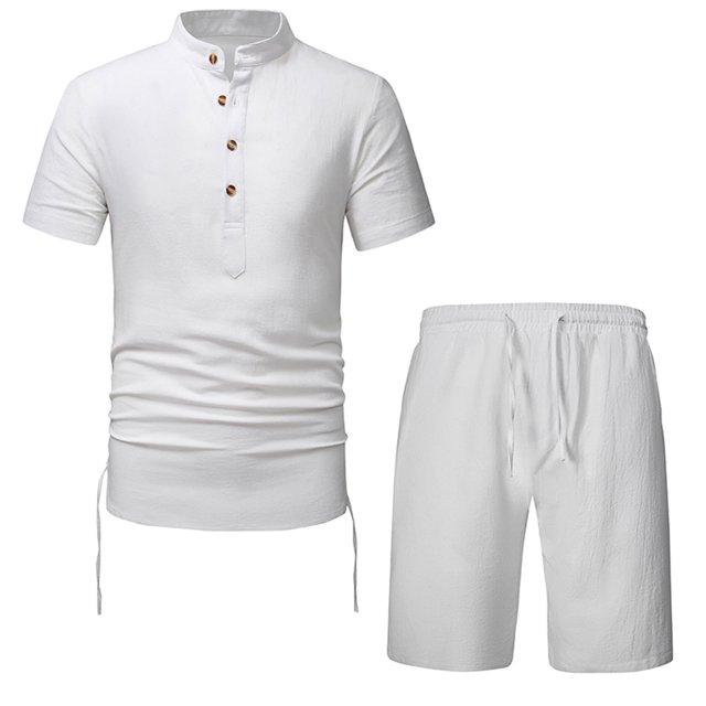 Birdeem Ensemble Décontracté pour Hommes Col Montant Manches Courtes et Short