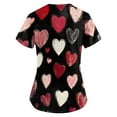 thumbnail image 2 of Valentines Day Womens Nurse Uniforms Summer Love Heart Printed V Neck Breathable T-Shirts Short Sleeve Professionals Soft Stretch Scrub Tops with Pockets multicolor XX-Large, 2 of 4