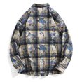 thumbnail image 4 of Blusa y camisa de manga larga con cuello vuelto para hombre, estilo informal, a cuadros, con bolsillos y botones, de licra, 4 of 8