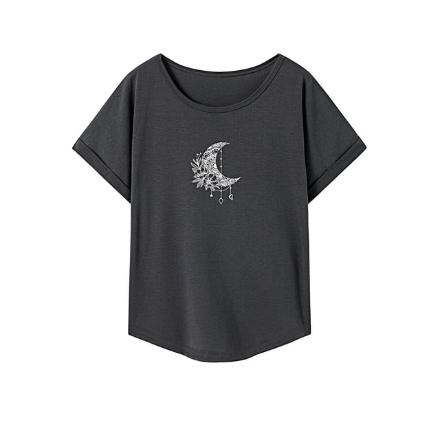 Camiseta de mujer de verano clásica streetwear cuello redondo camiseta para compras de vacaciones L