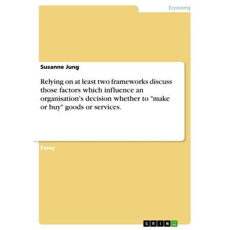 Buy Home Goods Relying on at least two frameworks discuss those factors which influence an organisation's decision whether to 'make or buy' goods or services. - eBook ()