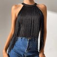 thumbnail image 4 of Traje de Baño Quasten Freizeithemden Top Rundhals Damen Tank Top Alltagskleidung (Schwarz S) Ygjytge Negro T S para Mujer, 4 of 7