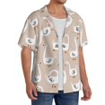thumbnail image 3 of Salouo White Goose Pattern Cuban Collar Shirts for Men Button-Down Shirt Men's Short Sleeve Shirts Hawaiian Shirts Casual Shirts -4X-Large, 3 of 6