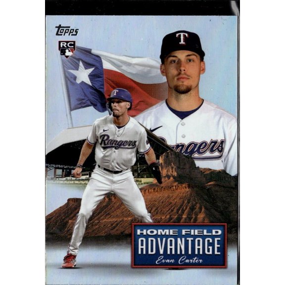 Collectible 2024 Topps Home Field Advantage Evan Carter HFA-13 RC Rookie Texas Rangers Baseball Card Texas Rangers MLB Baseball Trading Card