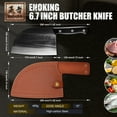 thumbnail image 4 of ENOKING 6.7" Serbian Chef Meat Cleaver Knife with Sheath, Sharp Carbon Steel Butcher Knife Black Handle, 4 of 6
