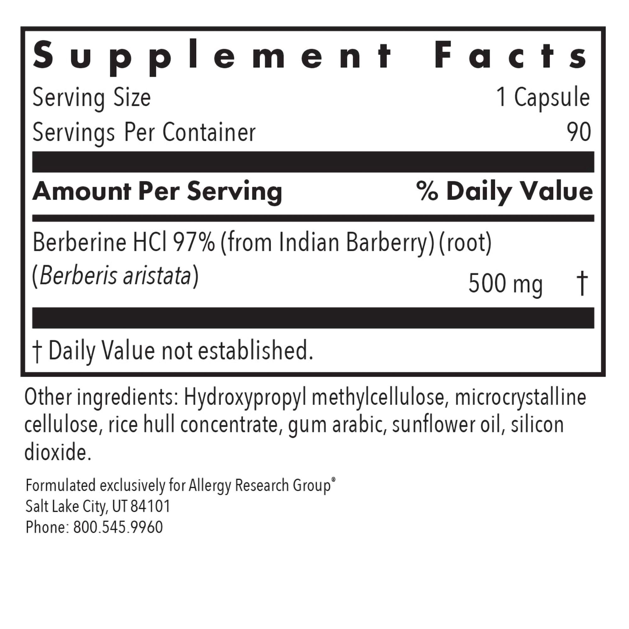 ARG Berberine 500 - 500 mg Berberine HCl - Metabolic & Cellular Energy Support - AMPK Activation Formula - Non-GMO Botanical Extract - 90 Servings - 90 Capsules
