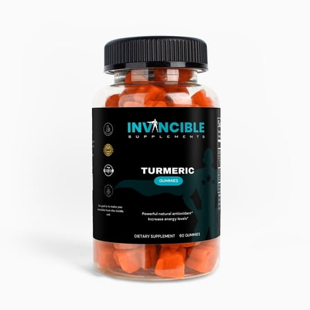 Invincible Supplements Turmeric Gummies with Black Pepper – Antioxidant Curcumin Supplement for Joint, Digestive & Cardiovascular Support