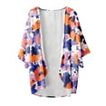thumbnail image 4 of Jxximdong Cardigans for Women, Print Puff Sleeve Trendy Lightweight Kimono Cardigan Loose Cover Up Casual Blouse Tops, Women's Bolero Shrugs Orange, 4 of 4