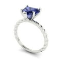 thumbnail image 2 of 2ct Heart Cut Blue Tanzanite 18k White Gold Engraving Statement Bridal Wedding Solitaire Designer Ring Size 7, 2 of 5