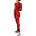 thumbnail image 4 of Zaldita Women's Shiny Spandex Unitard High Neck Long Sleeves Ankle Length Leotard Jumpsuit Red One Size, 4 of 4