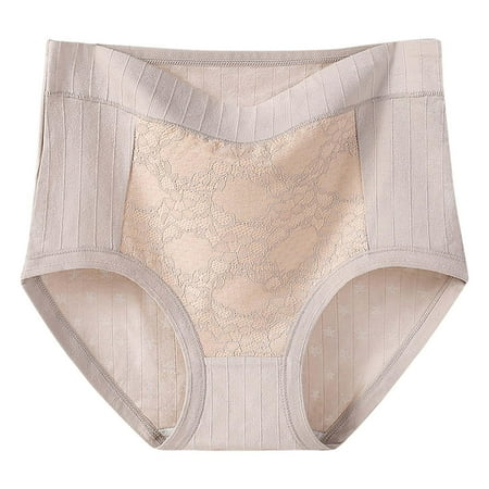 GENGING Clearance on Women Panties Women s Rollback Clothes Solid Lace Plus Size XL-6XL High Waisted Cotton Underwear Ladies Soft Full Girls Briefs Panties Breathable Super Stretchy Ladies Briefs