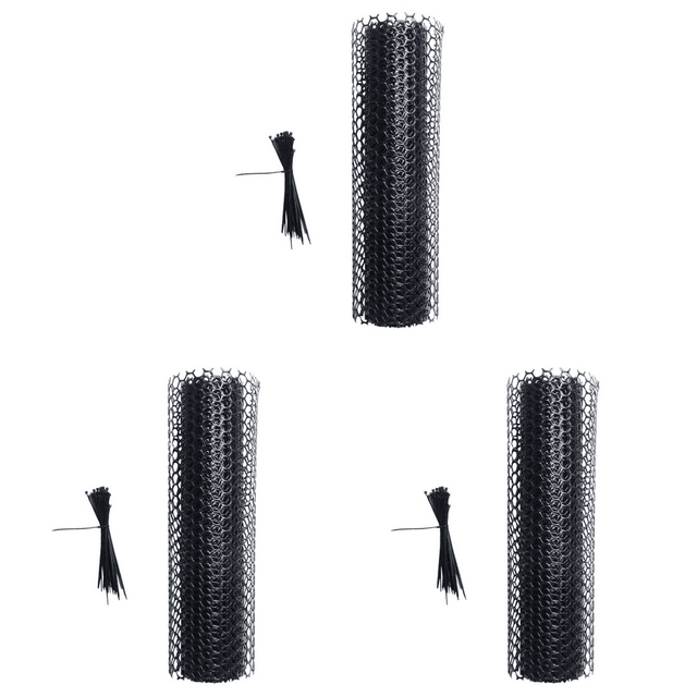 3X Filet de Clôture en Plastique Réutilisable pour Poulailler Hexagonal Projet DIY (Noir), 3 x Filet Protecteur 90 x Attache, Noir