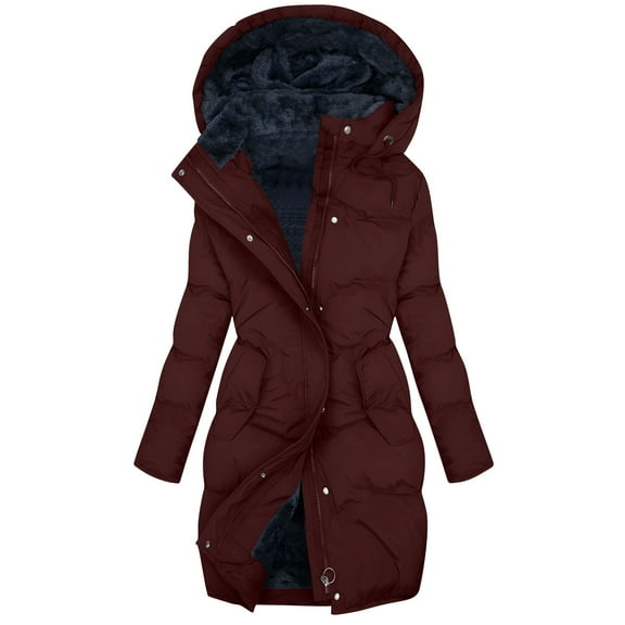Dxzfnsa Women's Winter Jackets Women Zipper Up Puffy Coats with Pockets Comfy Solid Color Puffer Jackets Warm Winter Coats