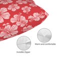 thumbnail image 3 of Goofa Red Hibiscus Flower Print Plush Throw Pillow Case, Soft Velvet with Hidden Zipper, Decorative Cushion Cover for Sofa, Bed, Car, and Home Décor-14"x20", 3 of 6
