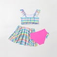thumbnail image 4 of SHenli Girls Swimsuit Ruched Side Bikini Set Spaghetti Strap Tankini 3 Piece Cut Out Bathing Suits for Girls, 4 of 5