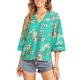 thumbnail image 2 of SAYOO Tops casuales para mujer, estampado floral, manga 3/4, cuello en V, ahuecado, patchwork, tops sueltos SAYOO casual, 2 of 7