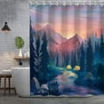 thumbnail image 3 of Trippy Shower Curtain, Mountain Shower Curtain, Forest Shower Curtain, Cool Shower Curtain, Tree Shower Curtain Set with 12 Hooks, Bathroom Decor, 72X72 inches, 3 of 6