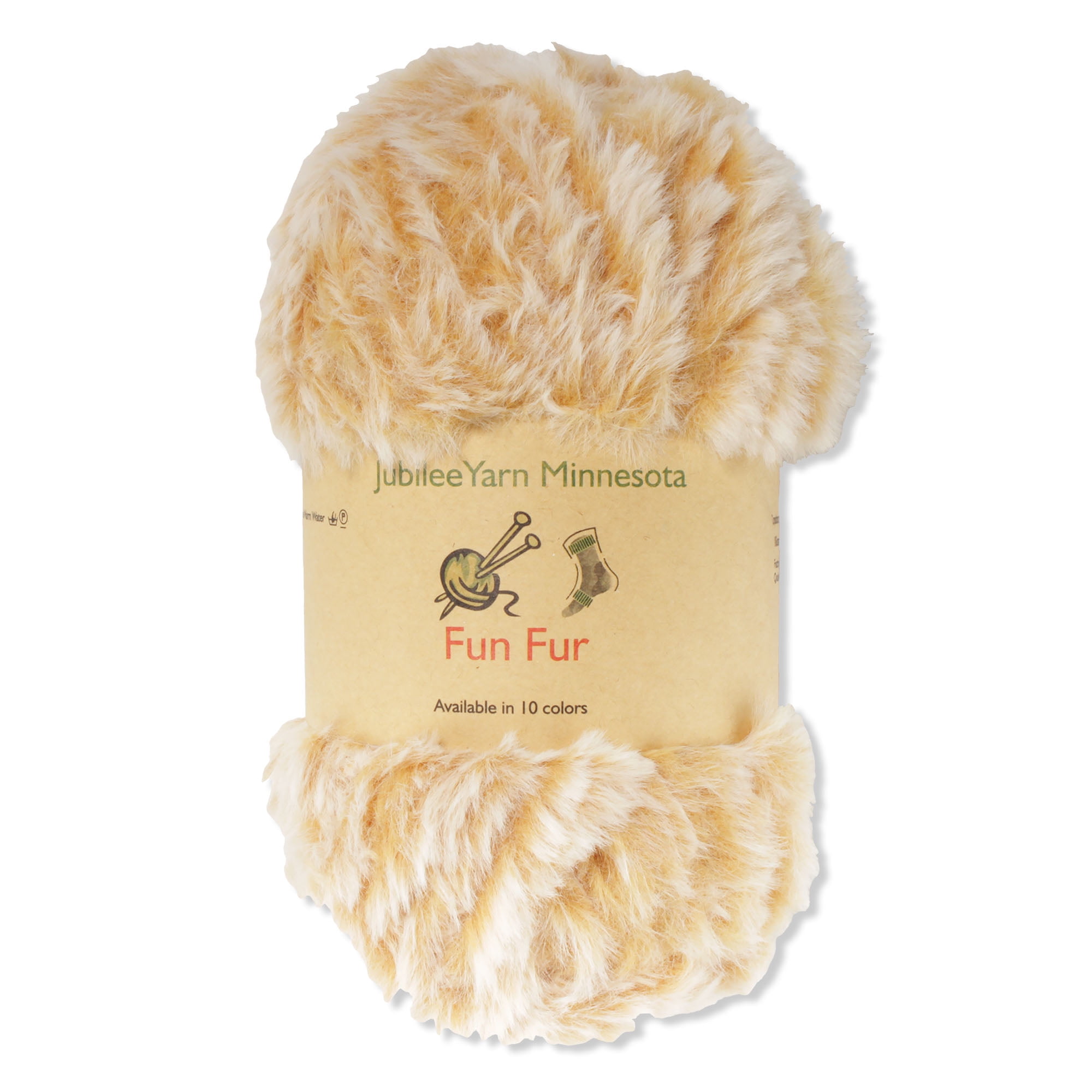 BambooMN Chunky Fluffy Faux Fur Eyelash Yarn - 100% Polyester - 100g/Skein - 2 Skeins- Sand