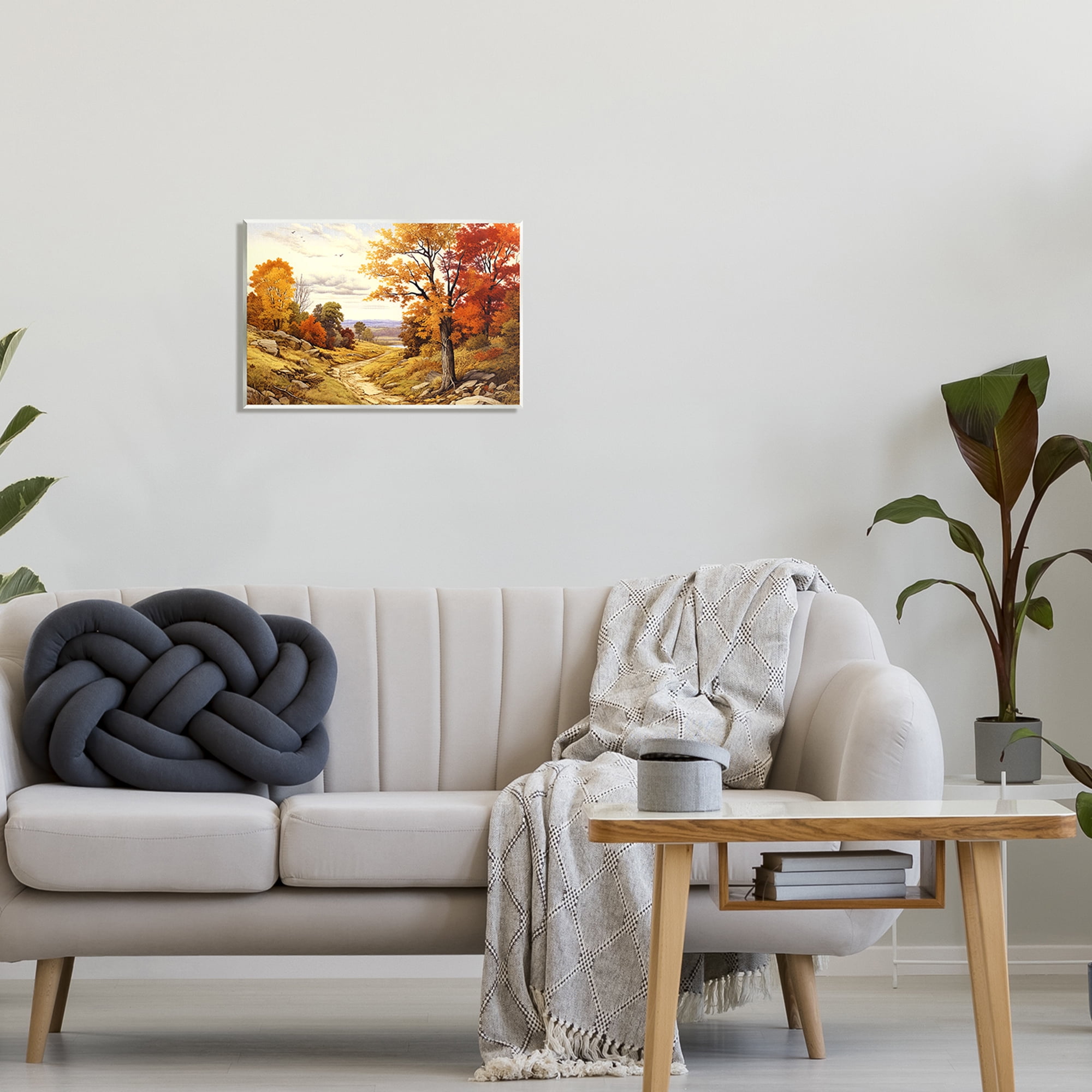 Stupell Industries Classic Fall Foliage Path Landscape Painting Unframed Art Print Wall Art, 19 x 13