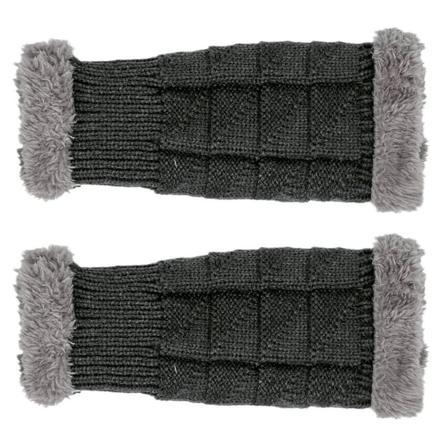 1 Pair Gloves Fingerless Windproof Winter Solid Color Arm Sleeve Cover for Outdoor