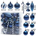 thumbnail image 2 of 36/40/50 piezas de adornos de bolas de Navidad azules con forma especial de árbol de Navidad dorado, decoración para fiestas, colgante de esferas de Navidad para Año Nuevo, 2 of 5