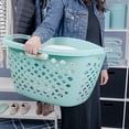 thumbnail image 2 of Home Logic 1.8 Bushel Hip Grip Plastic Laundry Basket, Teal, Adult, 2 of 6