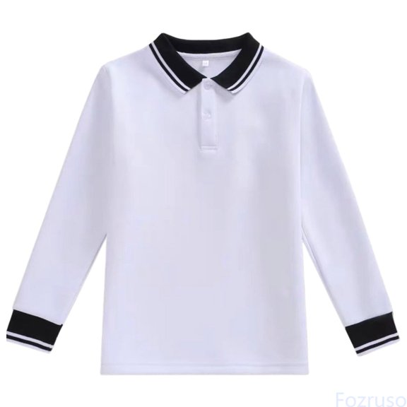 Fozruso Kids Boys Girls Long Sleeve School Uniform Shirt Button Closure Collared Shirt Classic Casual Sizes 3-4 Years