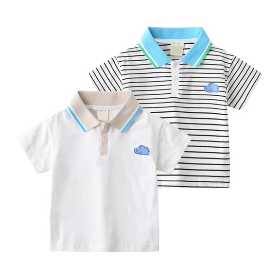 MuXiKeJi Clothes Polo Shirts for Boys Size 7 Button Down Shirt Striped Short Sleeve Shirt Cute Beach Holiday Shirts Tee for Boys & Girls