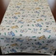 thumbnail image 2 of Cotton Print Table Runner Animal Print Puppies Chasing Ball and Bone Blue on White, 2 of 3